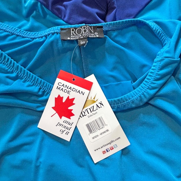 PONCHO, JERSEY, NAVY & ROYAL BLUE, ONE SIZE, CANADIAN MADE!, ARTIZAN BY ROBIN - Picture 4 of 8